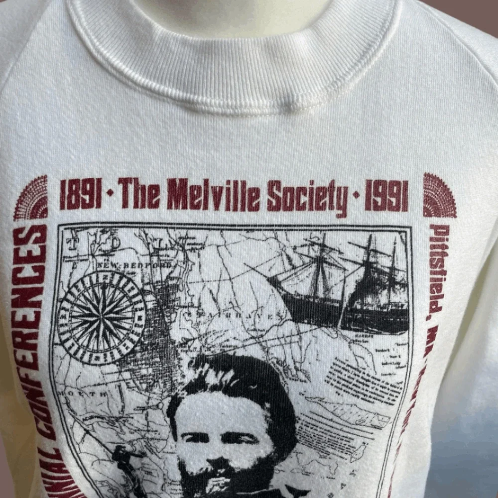 Jerzees Graphic Sweater | White Melville Society 1991 | Size L | Vintage